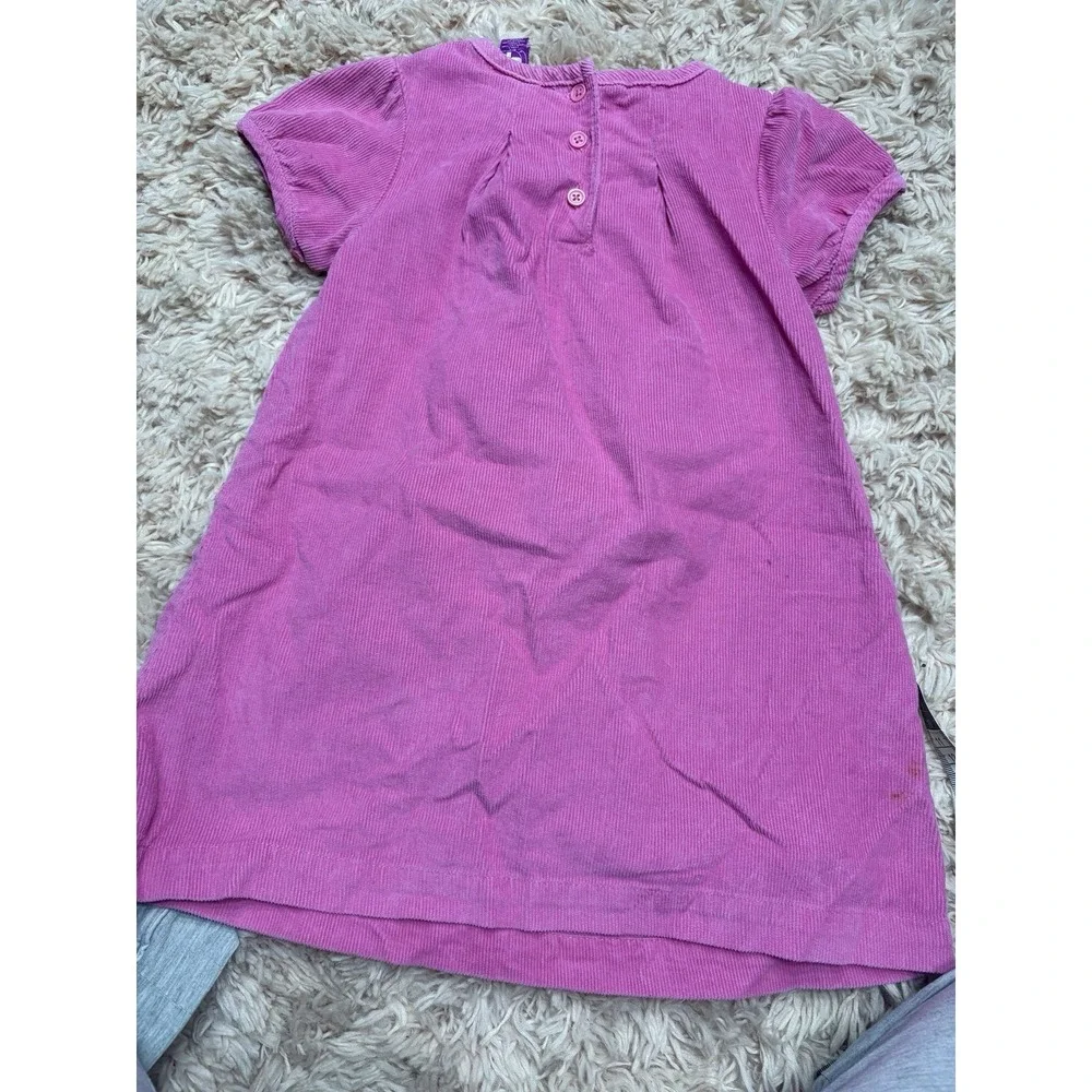 J Khaki Girls Pink Corduroy A-Line Dress Bow Button Size 3T Short Sleeve